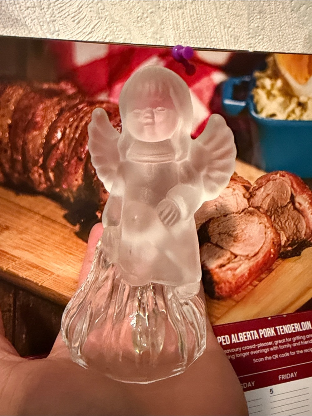 Vintage MIKASA Frosted & Crystal Clear ANGEL BELL Cherub Knee Crossed